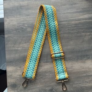 Adjustable Turquoise and Yellow Woven Bag Strap